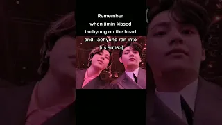 When Jimin Kissed Taehyung On Forehead Then Taehyung Run Into Jimin's Arm 🥺