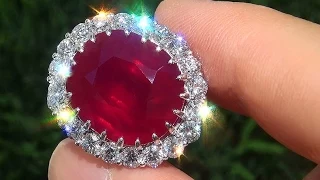 GIA Certified Vintage 21.02 Carat Unheated Burma Ruby Diamond Solid 18k White Gold Cocktail Ring