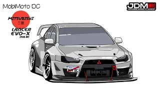 How To a Draw Lancer Evolution X special Grey | Cara menggambar Mitshubishi Evo X