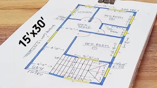 15x30 ghar ka naksha ll 450 sqft house plan ll 15*30 makan ka design