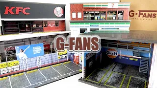 Unbox the high-quality diorama “G FANS” with easy assembly! Garages, convenience stores, etc.