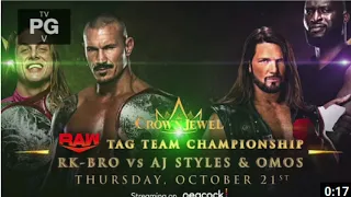 RKBro vs AJ Styles and Omos -Crown Jewel Official WWE Match card 2021