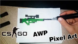 Handmade Pixel Art - How To Draw AWP Sniper Rifle AWM Pixel Art | Easy Pixel Art