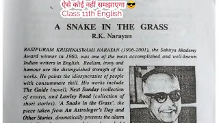A Snake in the Grass by R.K. Narayan//Best Hindi Explanation//Bseb Class 11th English