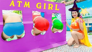 RUNNING MAN Vs ATM GIRL PRANK BATTLE NERF Tiktok Girl Nerf Guns AMAZING OF THE UGLY GIRL PRANK