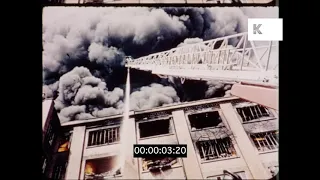 Building on Fire, Firefighters, 1950s, 1960s, UK from 16mm