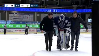 Tim Juel Has To Be Helped Off The Ice