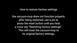 Mi Robot Vacuum Mop 2 Lite - How to restore factory settings