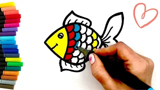 How to draw a rainbow fish | EASY | learn colors for kids and toddlers