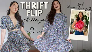 THRIFT FLIP CHALLENGE ft Joanne Sunny K ♥️ DIY Matching Summer Set | THRIFT STORE CLOTHING MAKEOVER