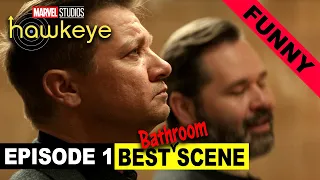 Marvel's Hawkeye Season 1 Episode 1 BEST SCENE | FUNNY SELFIE BATHROOM RESTROOM