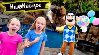 Hello Neighbor in Real Life in the Dark Steals Our Balloon Friends!! Scavenger Hunt!