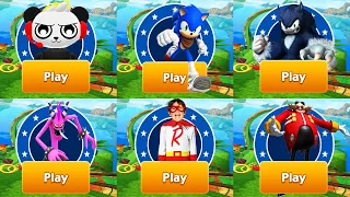 Sonic Dash vs Tag with Ryan - All Characters Unlocked and Fully Upgraded - Wereghog vs Combo Panda