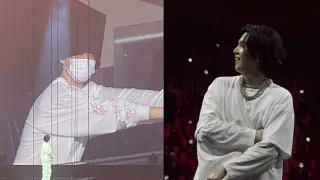 Konserde Suga'nın seyirciler arasinda Jimin'i görünce tepkisi