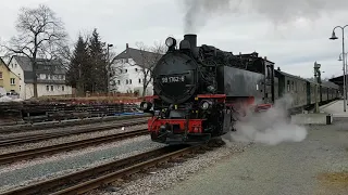 Ausfahrt der Weißeritztalbahn in Dippoldiswalde