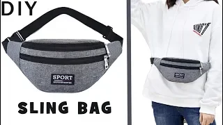 GRAY PURSE BAG WITH POCKET TUTORIAL // Zipper Belt Free Hands Bag 20 Min