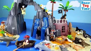 Playmobil Pirate Treasure Island Playset Build and Play with Sea Animals Toys For Kids