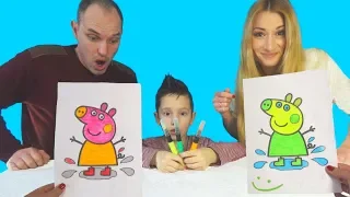 3 МАРКЕРА ЧЕЛЛЕНДЖ с МАМОЙ / 3 MARKER CHALLENGE w/ our MOM VS DAD Edition