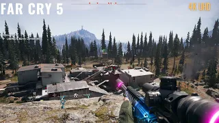 Far Cry 5 - 2021 - Liberate Baron Lumber Mill and save hostages with sniper - 4K ultra graphics