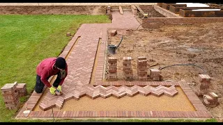 Cutting in herringbone clay block paving #shorts