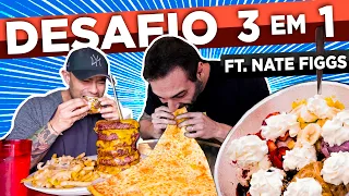 TRÊS DESAFIOS EM UM DIA!! PIZZA, HAMBURGUER & SORVETE!! [Feat. Nate Figgs]