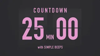 25 Minutes Countdown Flip Clock Timer / Simple Beeps 💕🖤