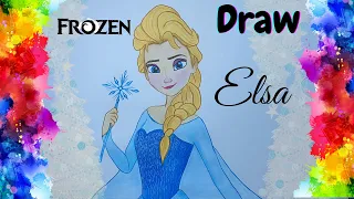 How to draw Frozen Elsa ?|| Elsa  Princess drawing || Elsa in action drawing For kids || Frozen