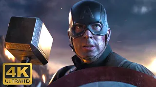Капитан Америка поднимает молот Тора. Мстители: Финал (4K)