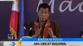 BT: ABS-CBN at Inquirer, muling binanatan ni Pres. Duterte