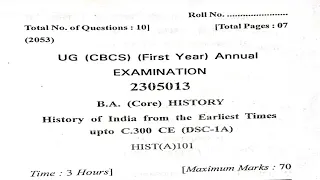 BA 1st Year History pervious Questions Paper| History of India code HIST(A) 101 spu Mandi