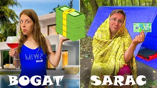 ⛺ SUPRAVIEȚUIM AFARĂ ⏰ 24 de ORE 💰 SĂRAC vs BOGAT (Partea 2)