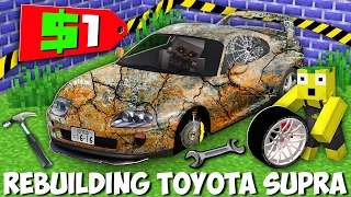 I can REBUILDING THIS ABANDONED TOYOTA SUPRA in Minecraft ! SECRET OLD CAR !