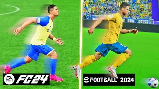 EA SPORTS FC 24 vs eFootball 2024 - Running Animations ft. Ronaldo, Haaland, Messi, Mbappe