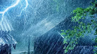 Heavy Stormy Night to SLEEP INSTANTLY | Strong Rainstorm on Tin Roof, Intense Thunder & Howling Wind