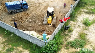 Great Job  Part8 The Best Team Work Stronger DR51PX Bulldozer Spreading Stone Into Water With Trucks