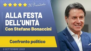 Giuseppe Conte alla Festa dell'Unità - Confronto con Bonaccini