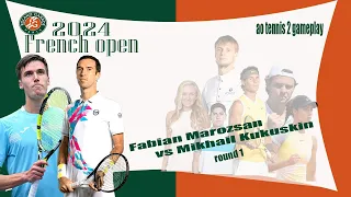 Fabian Marozsan          vs Mikhail Kukuskin     🏆 ⚽ French  Open (05/26/2024) 🎮 gameplay AO  2