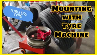 MOUNTING TUBELESS TIRE USING TYRE MACHINE |How to install? 11R22.5