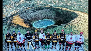 Amazing outdoor crater hockey in Iceland