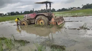 Mahindra Novo 655 di 4wd stuck in dip mud ..