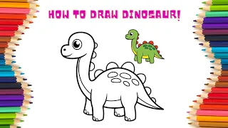 How to draw a dinosaur🦖 //  Easy way to draw a dinosaur 😬🤢 // colorful kids lab tutorials