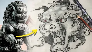 How to Draw an AMAZING Komainu Tattoo Design