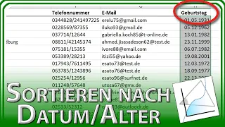 Sortieren nach Datum (Geburtstag, Alter) - Excel Grundlagen Tutorial & Anleitung