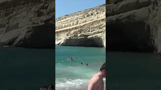 WOW!!! 😮⚠️🌊 Very Big #waves in #matala #beach, #crete, #greece! This is #dangerous!