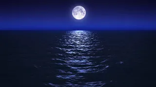 Sleep Music With Ocean Sounds – Relaxing Blue Screen Scene – Ocean and Full Moon