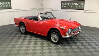 1966 TRIUMPH TR4A IRS CONVERTIBLE. SIGNAL RED WITH BLACK TRIM, TOP, TONNEAU, TOP BOOT.