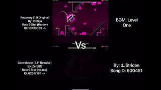 Geometry Dash = Recovery Vs Convalesce (Comparison) (Original Vs Remake) (RoXion Vs ZeroSR)