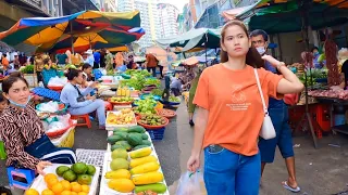 Phnom Penh Street Food @ Orussey Market - Seafood, Fish, Vegetables, Fruits, Corn & More