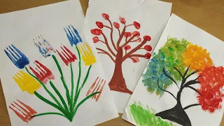 10 AWESOME PAINTING TRICKS FOR KIDS | Rainbow Tree | Easy acrylic painting/easy paintings for kids