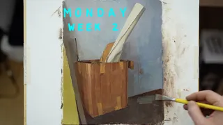 Monday, Week 2: Art-In-A-Box - Where We Store Things, Oil on Paper (13/01/2020)